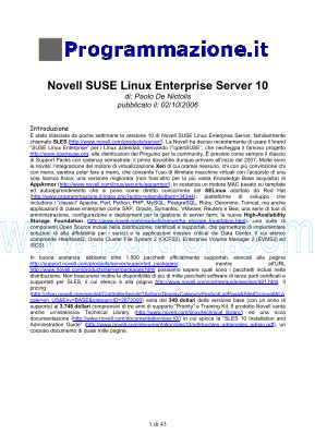 Cover of Novell SUSE Linux Enterprise Server 10 2006 [ITA].pdf